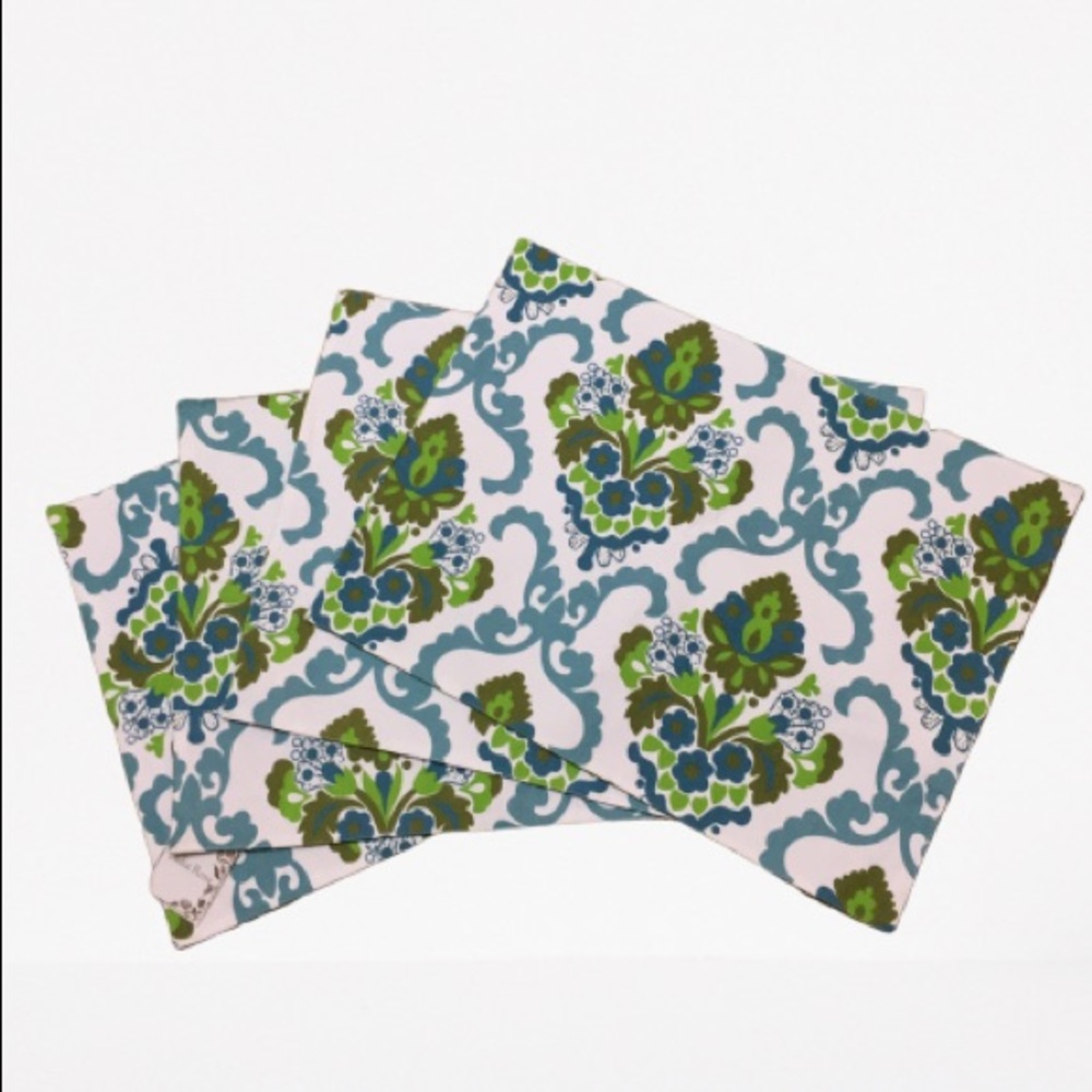 NWOT four blue green cotton paisley placemats